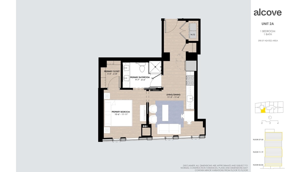 Floor Plan - Alcove One Bedroom  02 Tiers 1 & 3