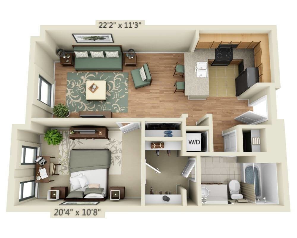 Floor Plan - 1 BEDROOM FLAT (A1J)