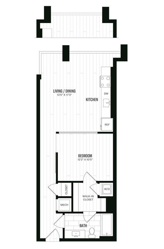 Floor Plan - 1 Bed/1 Bath-A8