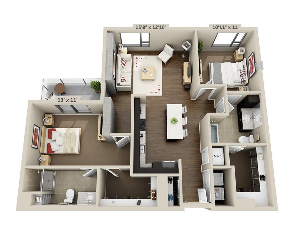 Floor Plan - Two Bedroom B2P