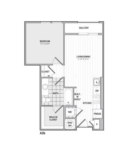Floor Plan - 1Bed/1Bath-A3b
