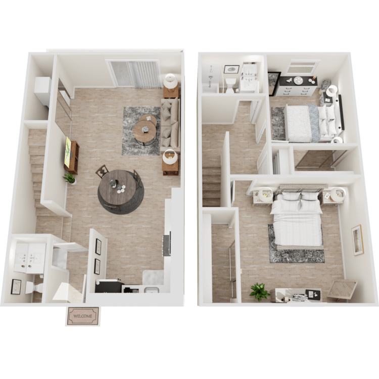 TH2b_Overhead_212686.png - 2 Bed 1.5 Bath Townhome