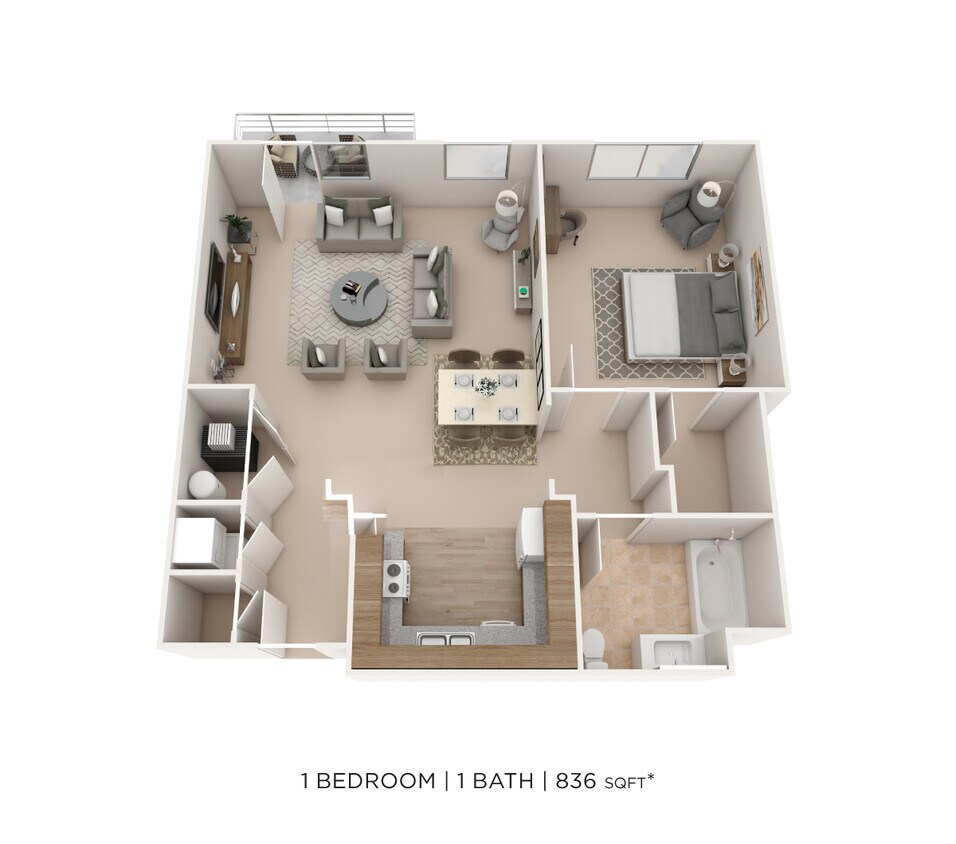 Floor Plan - One Bedroom- 836 sqft