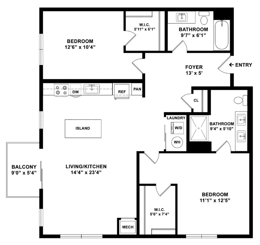 B2 Floor plan W Dimensions - B2