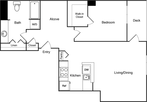 Floor Plan - 1 Bed 412 NW