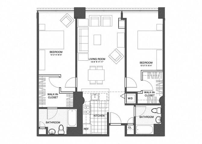 Floor Plan - 2 Bed/2 Bath
