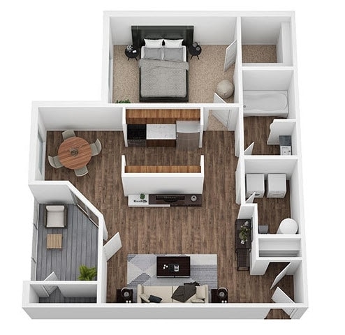 Floor Plan - 1 Bed 1 Bath