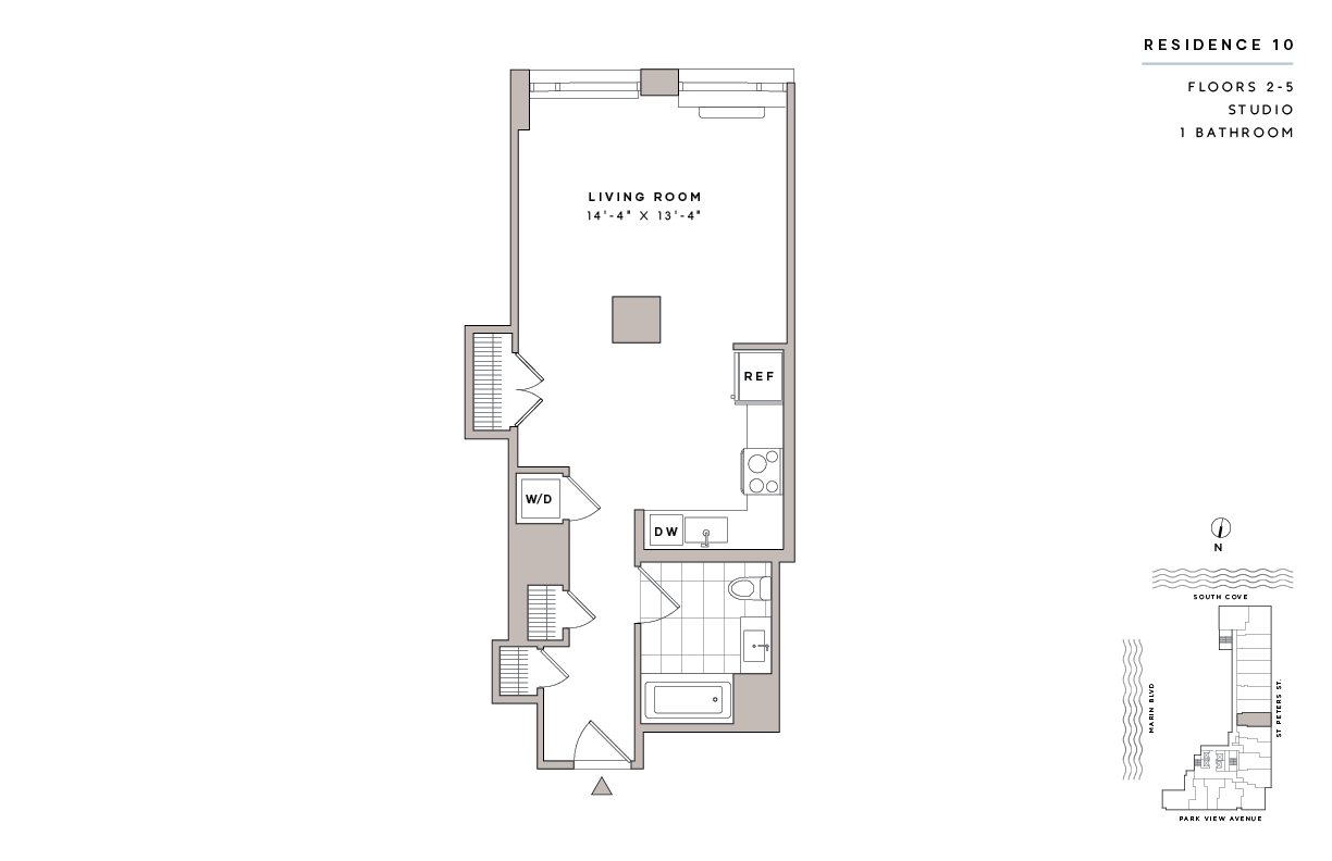 Floor Plan - Studio1 Bath-E5