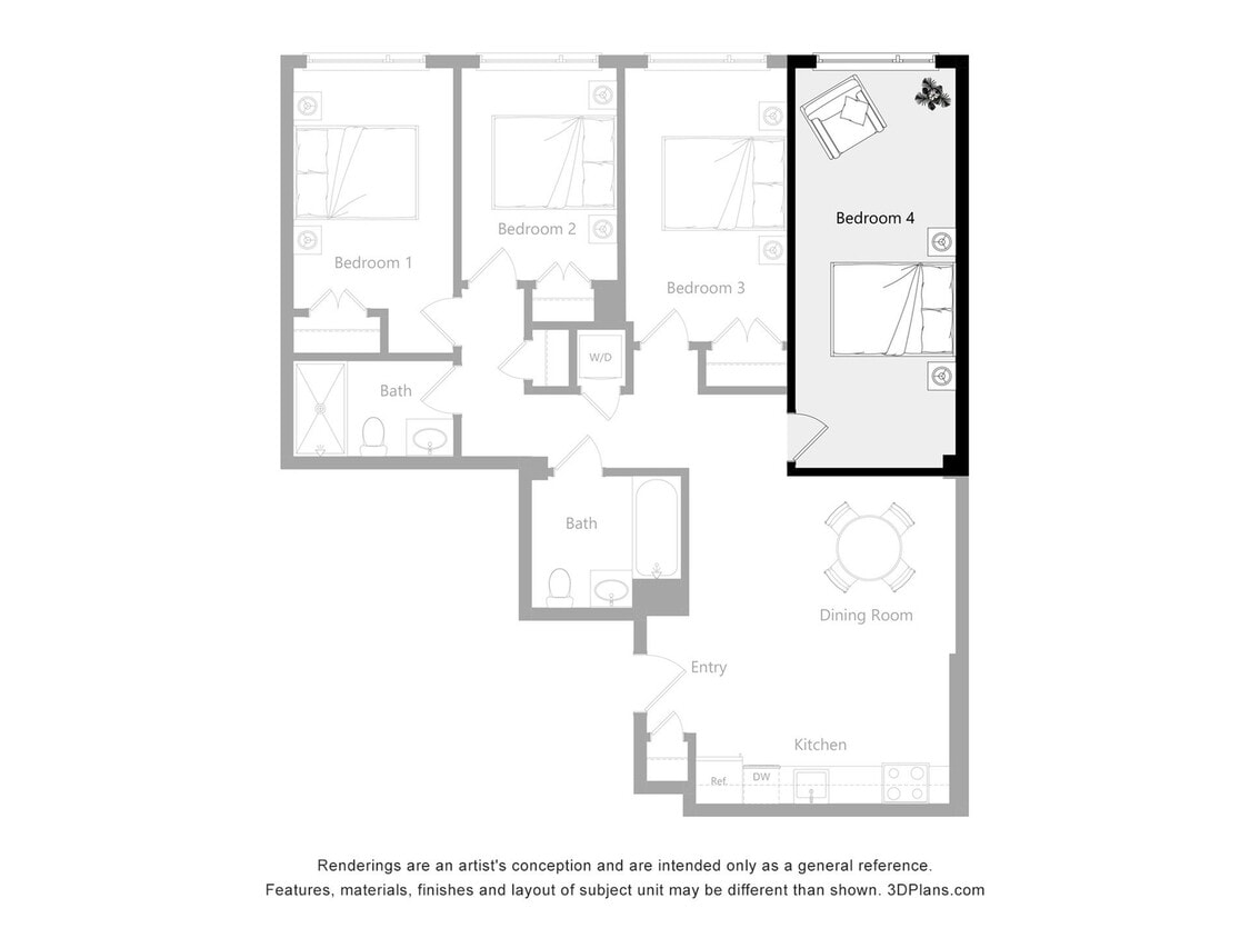 The Reserve_F4New - Furnished Room in a 4 Bedroom 2 Bathroom (F4)