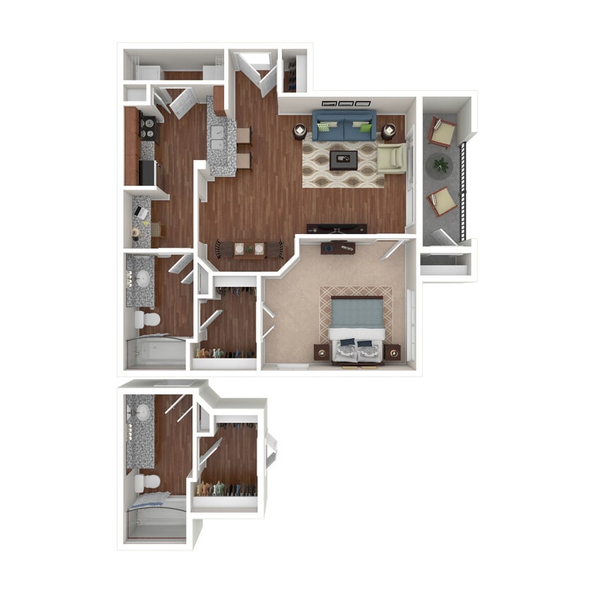 Floor Plan - 1 Bed 1 Bath 737 SqFt (653 Net) 