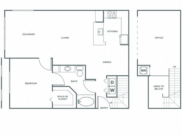 Floor Plan - One Bedroom One Bath (1046 SF)