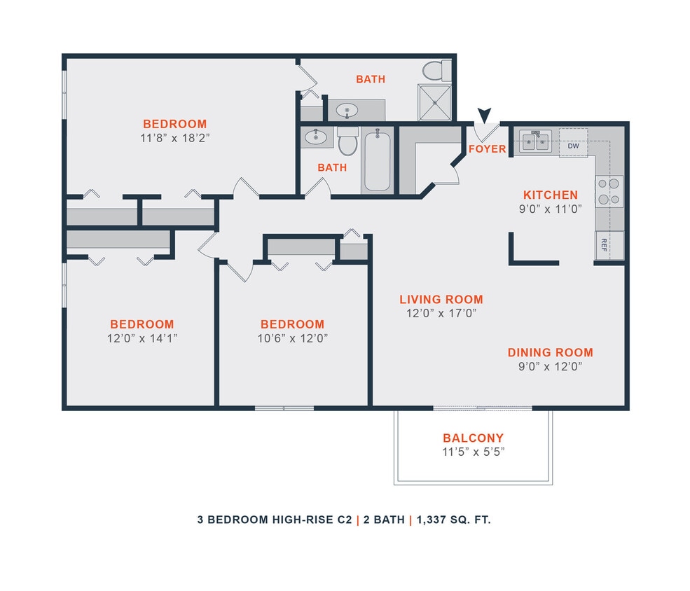Floor Plan - 3 Bed | 2 Bath