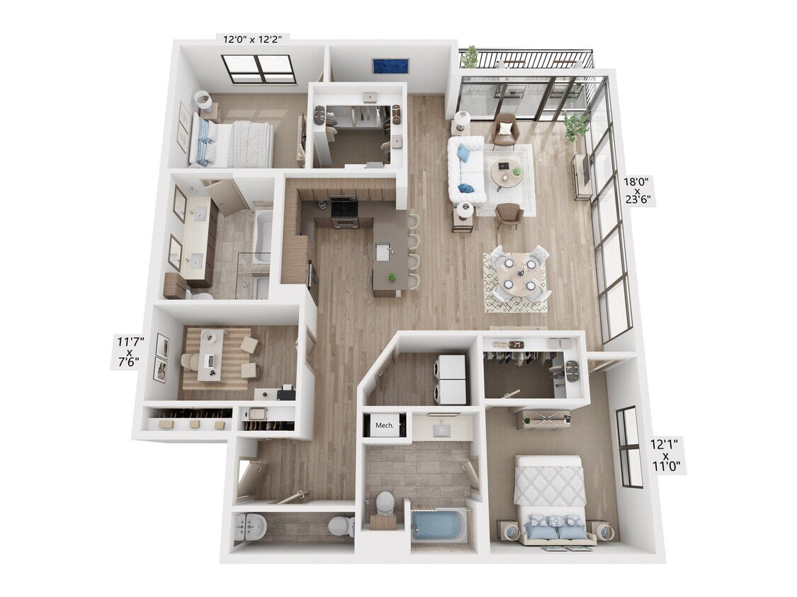 Floor Plan - 2x2.5 b20.m with Den