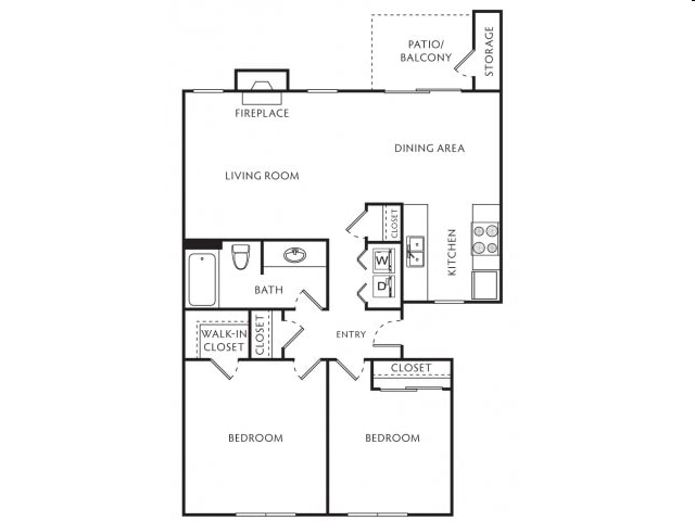 Floor Plan - 2 Bedroom/1 Bath Classic