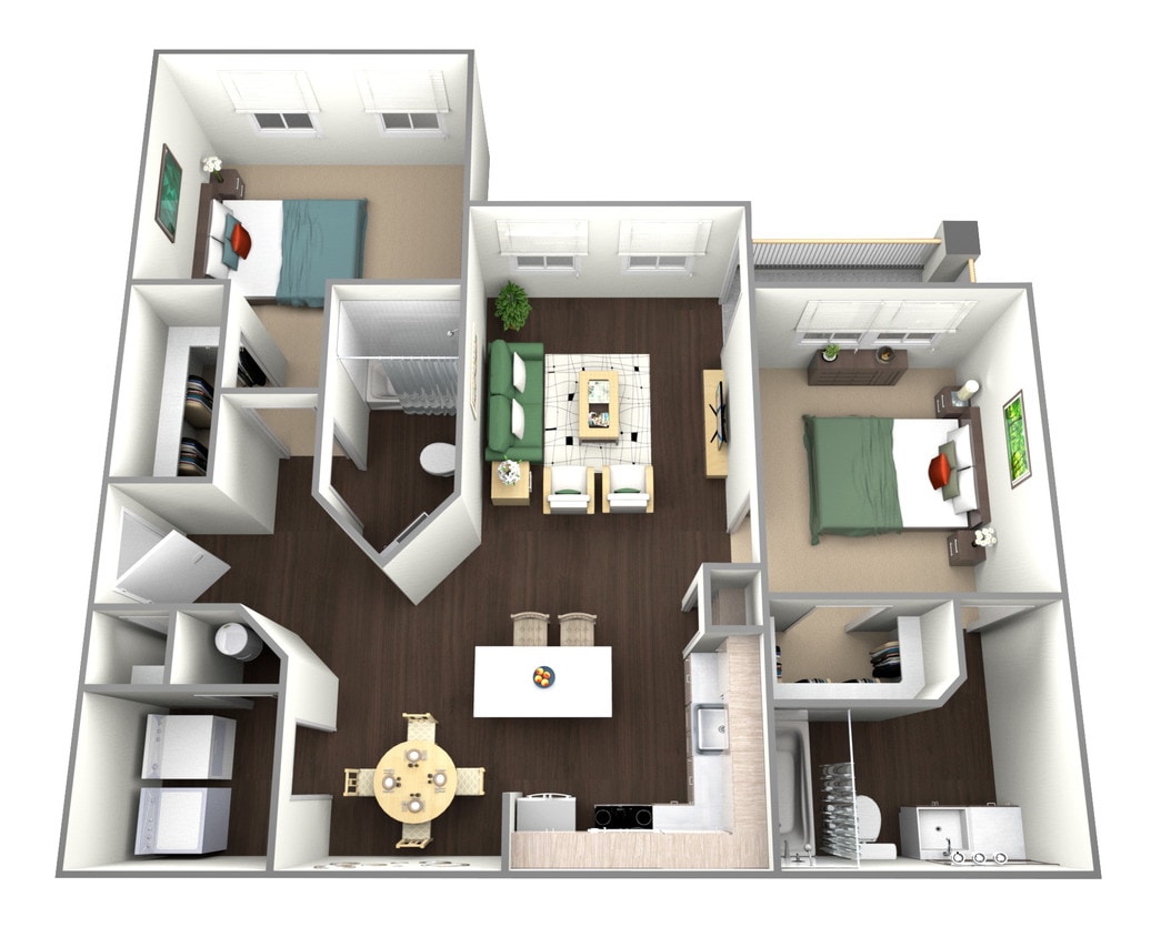Floor Plan - B1 - Two Bedroom, Two Bathroom