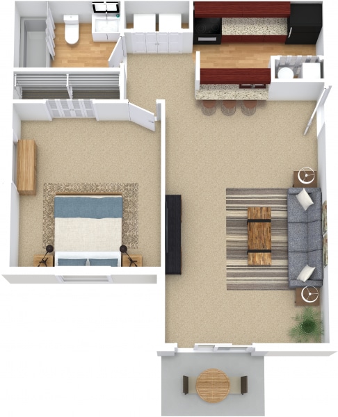 Floor Plan - 1BR 1BA Renovated