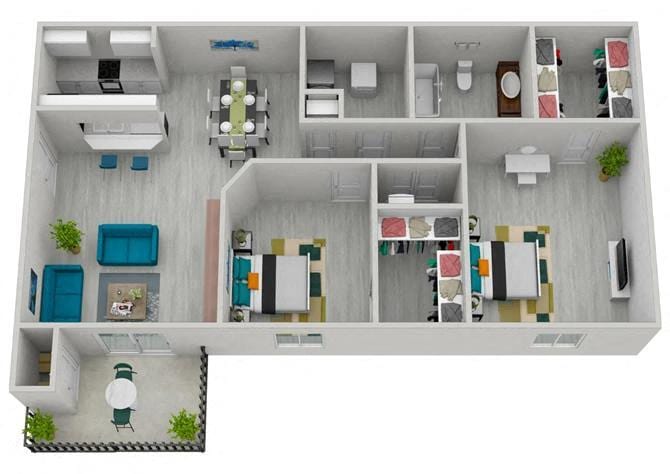 Floor Plan - Two Bed One Bath
