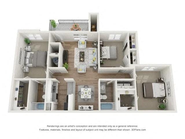 Floor Plan - 3 BEDROOM | 2 BATHROOM A