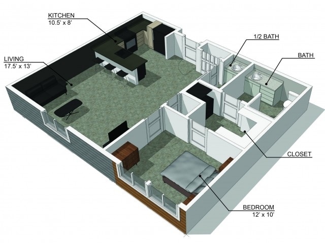 Floor Plan - 1 Bedroom C