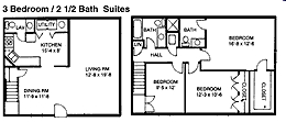 3BR/2.5BA - Three Bedroom Suites