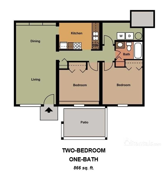 Floor Plan - Two Bedroom/One Bath