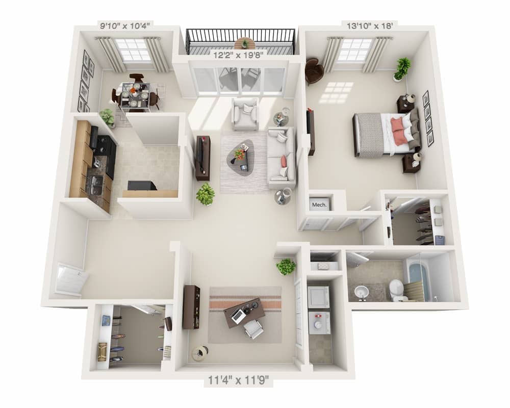 Floor Plan - One Bedroom A1AD