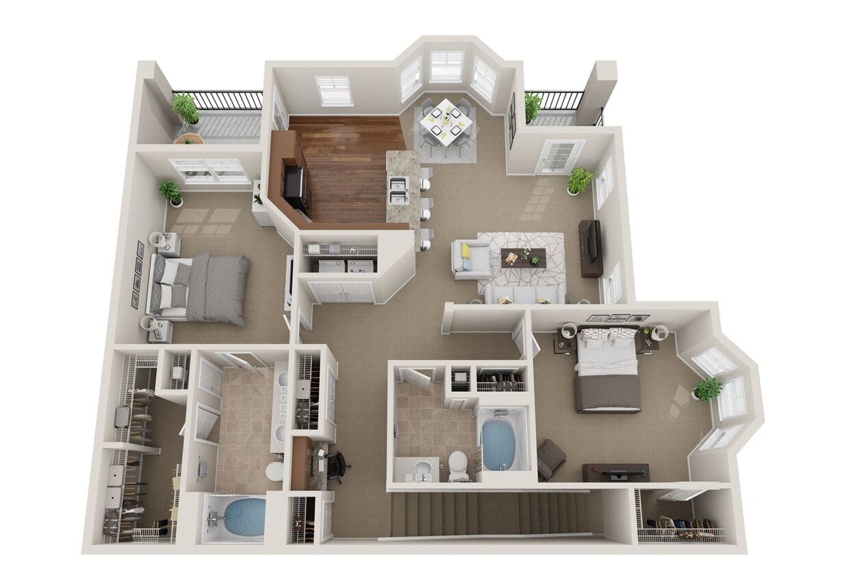 Floor Plan - 2BR 2BA (1615 SF)