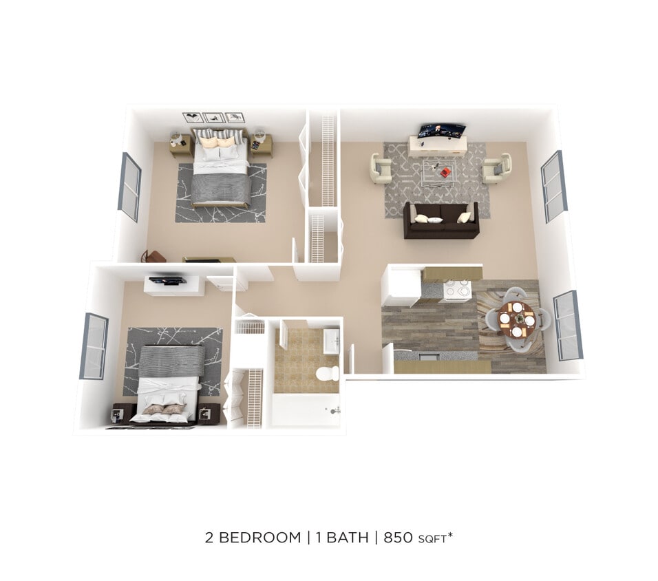 Floor Plan - Two Bedroom- 850 sqft