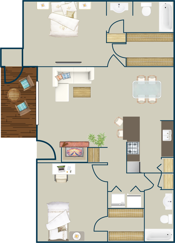 CP Waterfront - *E - 2 Beds - 2 Baths - 1000 Sq. ft. - E