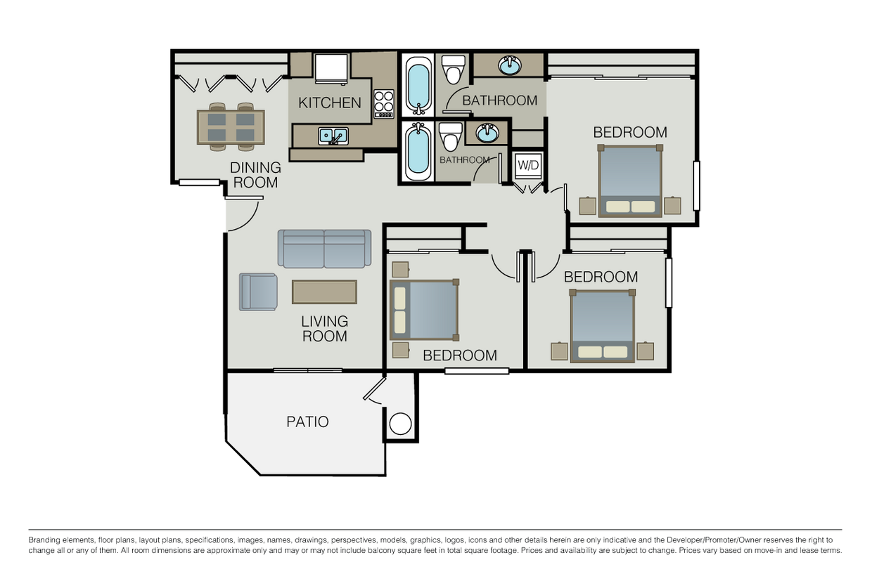 3 Bed 2 Bath D - 3 Bed 2 Bath D
