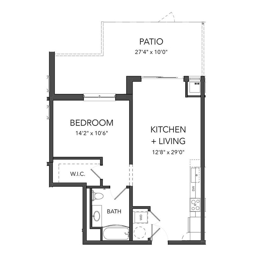 Floor Plan - The One Bedroom 9 (Blue)