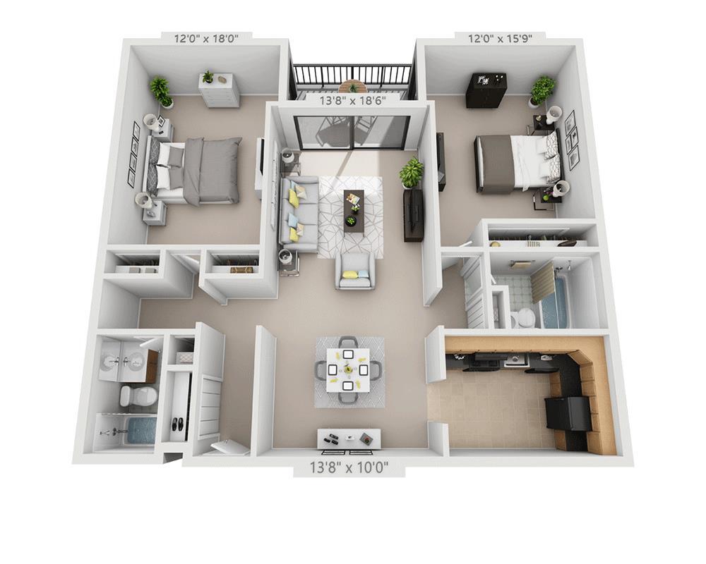Floor Plan - Tower (2 Bedroom Split)
