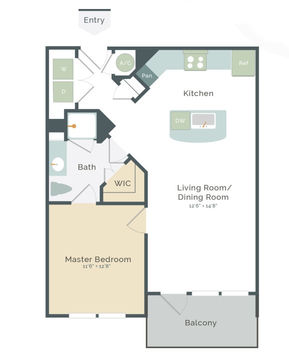 Floor Plan - A2 1x1 719 sf