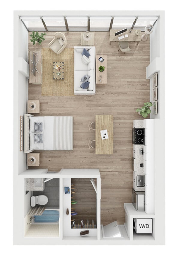 Floor Plan - Studio - 633 sqft