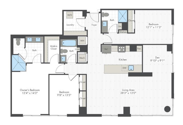Floor Plan - 3 Bed/3 Bath-W