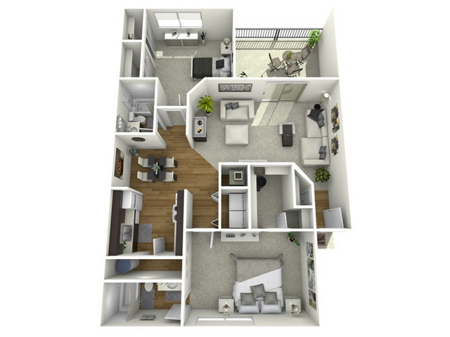 B2 Floorplan - 2 Bed, 2 Bath (80% Income Restricted)