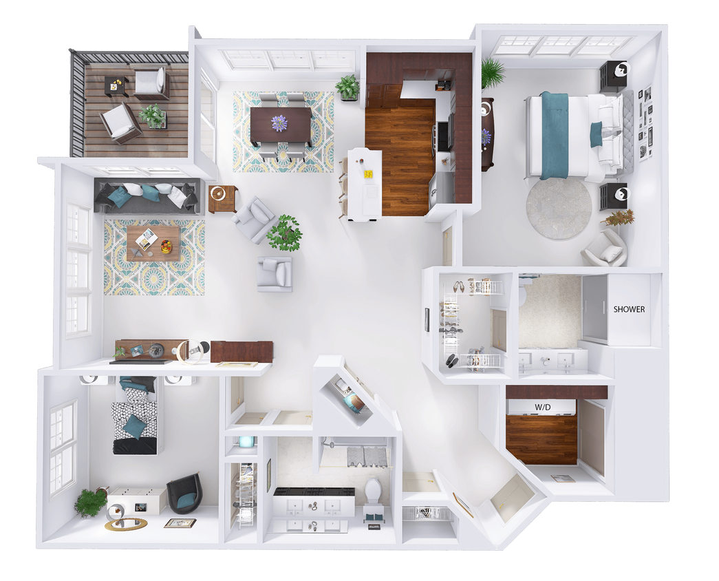 Floor Plan - WestTown - D1 - 2 Bed - 2 Bath
