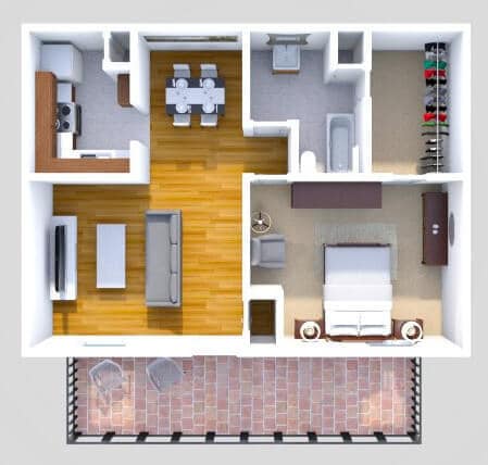 Floor Plan - A1 1 Bedroom 1 Bath Garden
