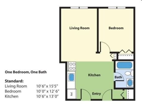 1BR/1BA - One Bedroom Standard