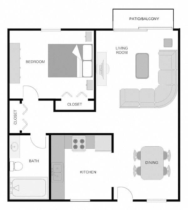 Floor Plan - 1BR 1BA