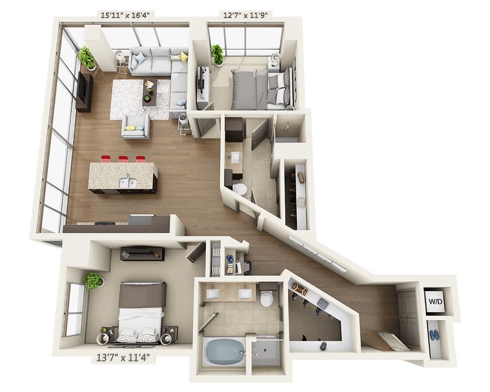 Floor Plan - Two Bedroom B2D