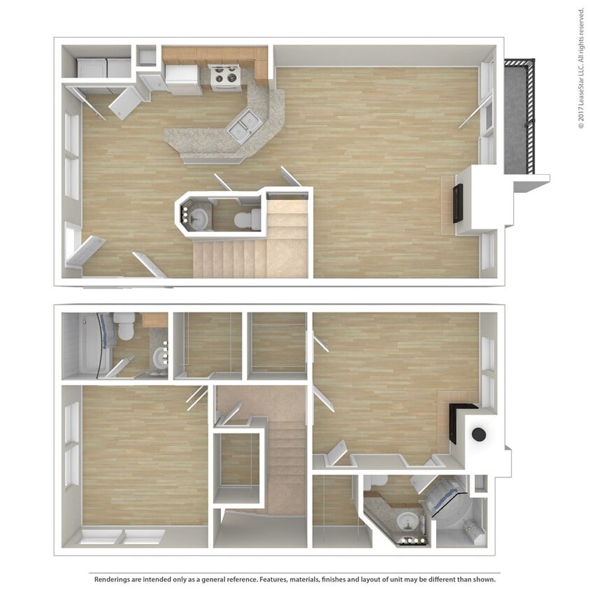 Floor Plan - 2 Bed 2.5 Bath 1491 SqFt (1403 Net) 