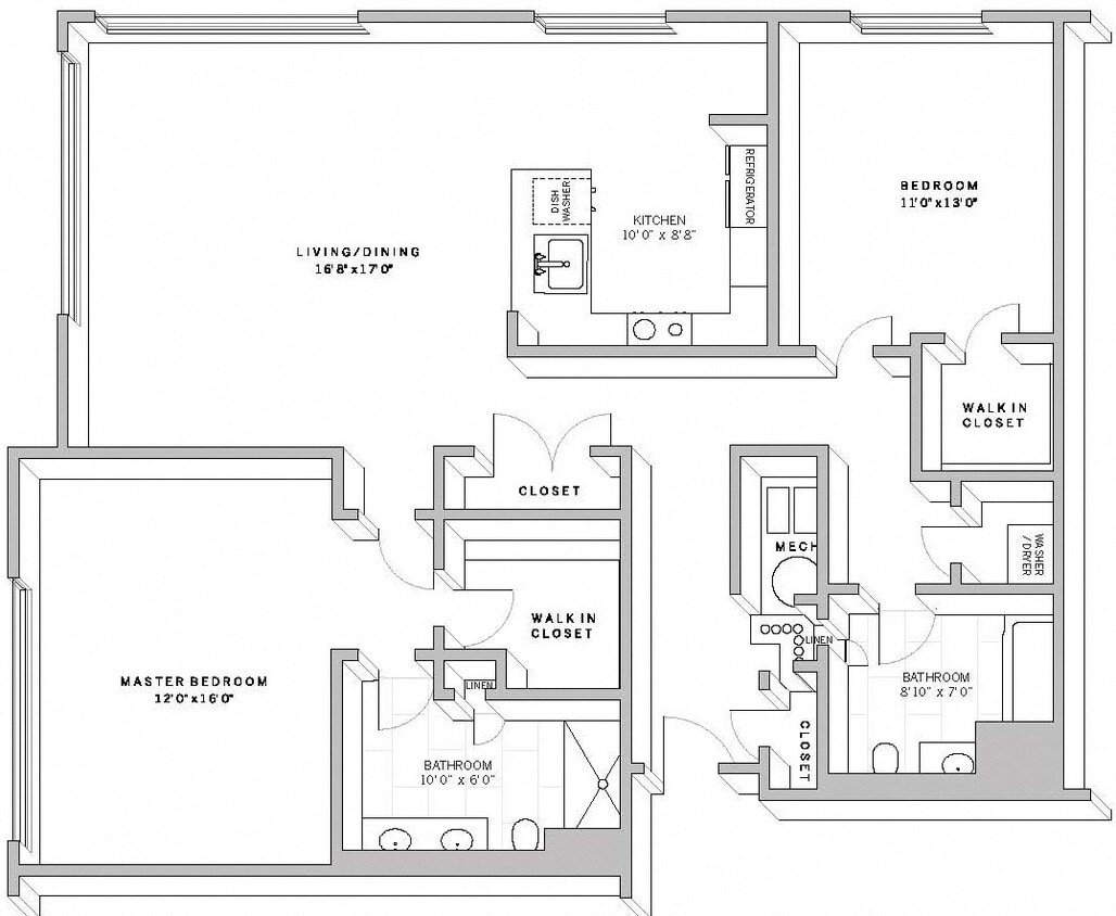 Floor Plan - 2 Bed 2 Bath B6C
