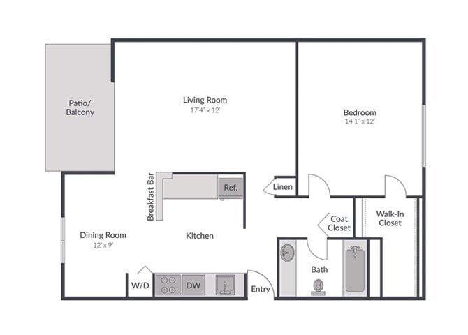 Floor Plan - 1 Bed 1 Bath