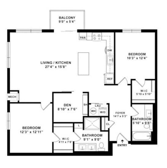 B6D Floor plan W Dimensions - B6D
