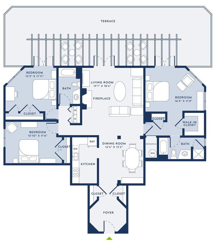 Floor Plan - 3 Bed/2 Bath-F4A
