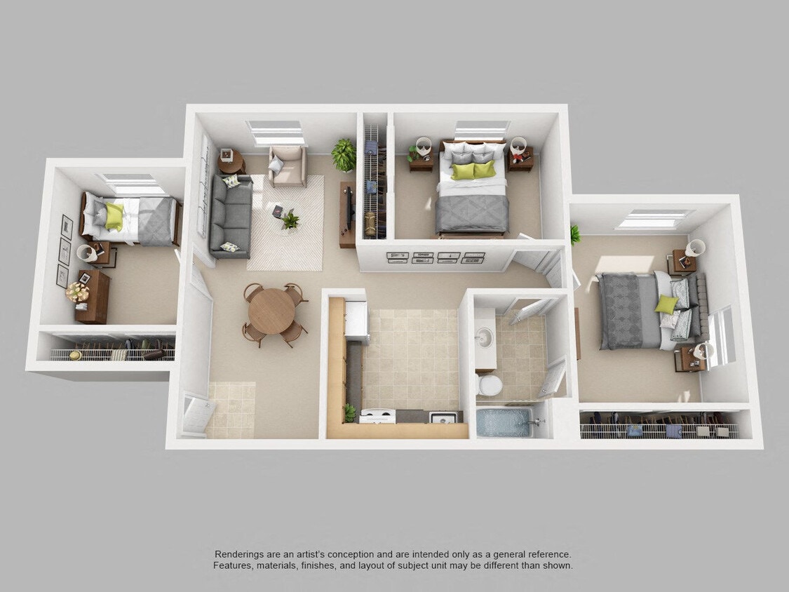 Floor Plan - Three Bedroom One Bath Downsta