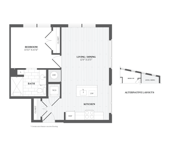 Floor Plan - 1 Bed/1 Bath-A4a 367 Orange