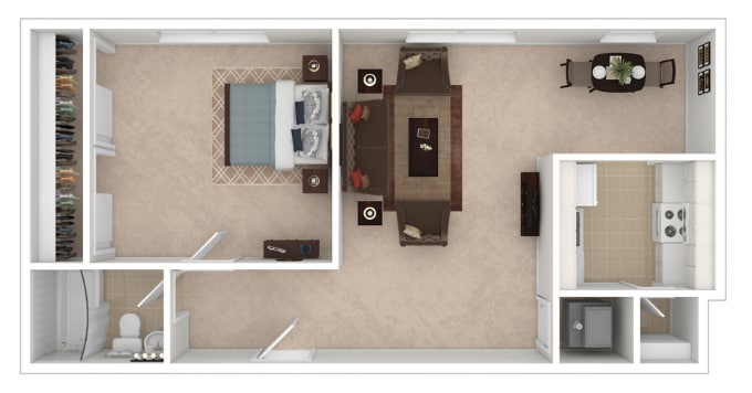 Floor Plan - 1 Bedroom 1 Bath Large