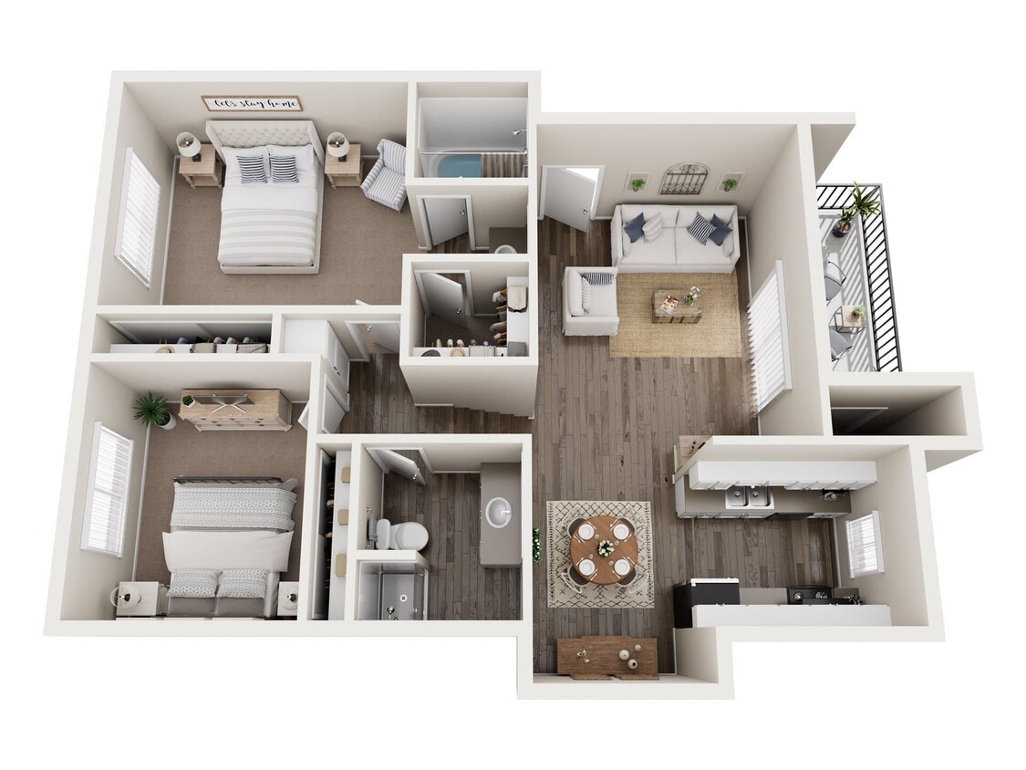 Floor Plan - Two Bedroom Two Bathroom B 